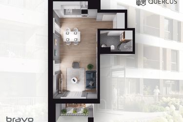 Rzut - Mieszkanie na sprzedaż 1 pokój o powierzchni 31,84 m² - numer B2.42 w Quercus