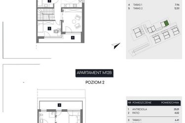 Rzut - Mieszkanie na sprzedaż 3 pokoje o powierzchni 120,82 m² - numer M12B w Rudava Park