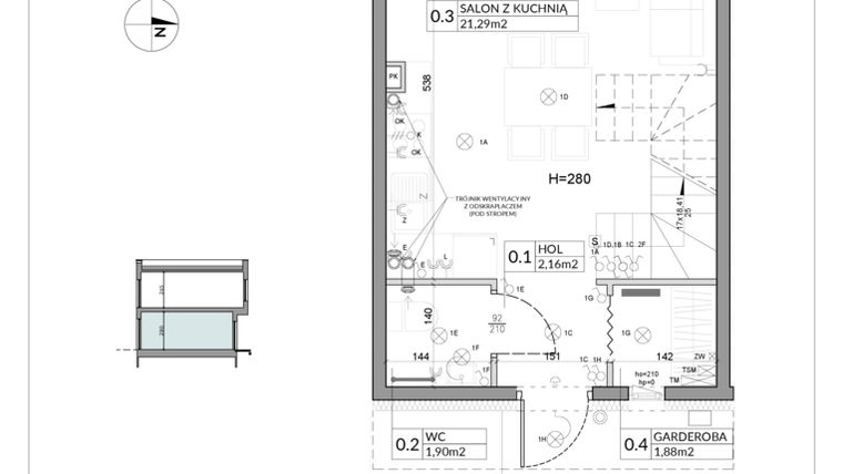 Rzut - Dom na sprzedaż 3 pokoje o powierzchni 62,16 m² - numer 31 w Boska Ksawerowska 2 etap 2