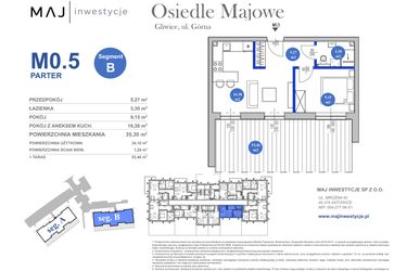 Rzut - Mieszkanie na sprzedaż 2 pokoje o powierzchni 34,1 m² - numer M0.5 w Osiedle Majowe 2.0