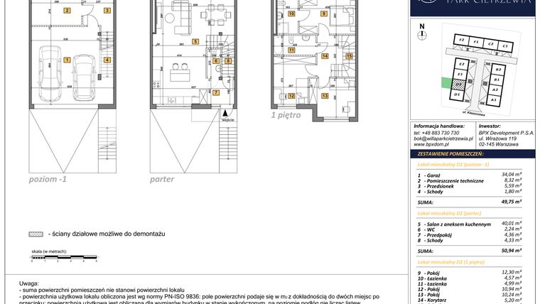 Rzut - Dom na sprzedaż 4 pokoje o powierzchni 151 m² - numer D2 w Osiedle Willa Park Cietrzewia