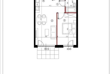 Rzut - Mieszkanie na sprzedaż 2 pokoje o powierzchni 40,22 m² - numer 13 w Andersa 3