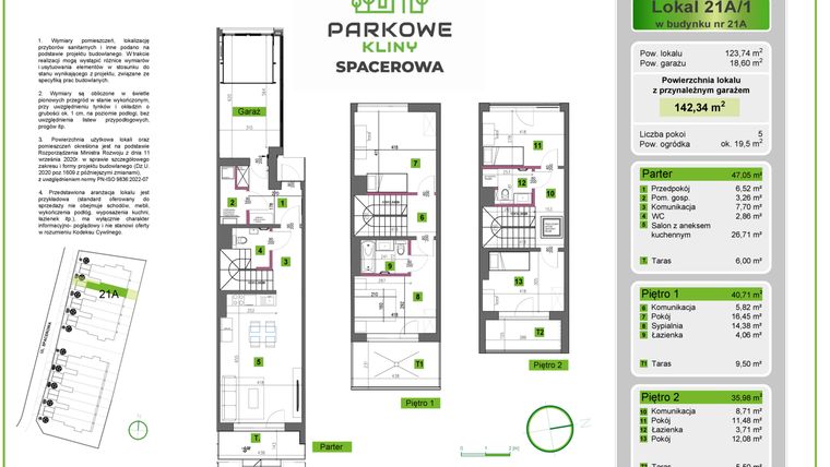 Rzut - Dom na sprzedaż 5 pokoi o powierzchni 142,34 m² - numer 21A/1 w Parkowe Kliny