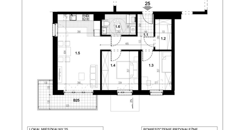 Rzut - Mieszkanie na sprzedaż 3 pokoje o powierzchni 66,27 m² - numer A.25 w Przewóz 4