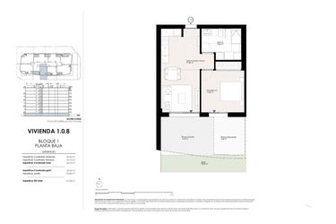 Rzut - Mieszkanie na sprzedaż 1 pokój o powierzchni 69,5 m² - numer 1.0.8 w Apartamenty w La Vila Joiosa - 28003245