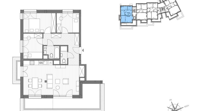Rzut - Mieszkanie na sprzedaż 4 pokoje o powierzchni 81,46 m² - numer A.7 w Stawowa ABC