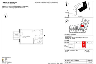 Rzut - Lokal użytkowy na sprzedaż 1 pokój o powierzchni 25,99 m² - numer 54 w RZ21
