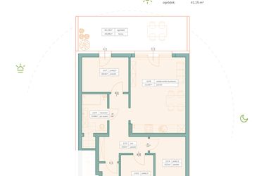 Rzut - Mieszkanie na sprzedaż 4 pokoje o powierzchni 63,68 m² - numer 14 w Wspólna 25