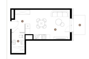 Rzut - Mieszkanie na sprzedaż 1 pokój o powierzchni 30,36 m² - numer C3.02.07 w Apartamenty Reytana