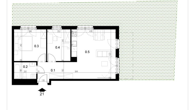 Rzut - Mieszkanie na sprzedaż 3 pokoje o powierzchni 56,83 m² - numer LM21 w Kameralna Koszykarska