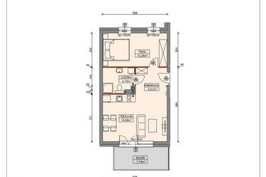 Rzut - Mieszkanie na sprzedaż 2 pokoje o powierzchni 41,94 m² - numer B4.0.05.2A w Stegna Park II