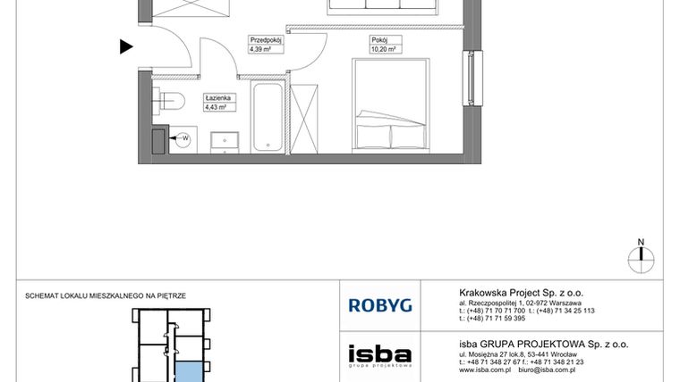 Rzut - Mieszkanie na sprzedaż 2 pokoje o powierzchni 39 m² - numer KR8/B/2/5 w Apartamenty Krakowska etap VIII