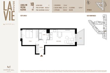 Rzut - Mieszkanie na sprzedaż 2 pokoje o powierzchni 50,95 m² - numer 10 w La Vie House