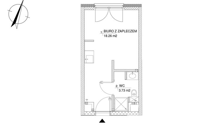 Rzut - Lokal użytkowy na sprzedaż 1 pokój o powierzchni 21,99 m² - numer 9 w RZ21