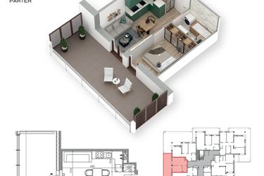 Rzut - Mieszkanie na sprzedaż 2 pokoje o powierzchni 30,8 m² - numer 2 w Villa Park - Etap III