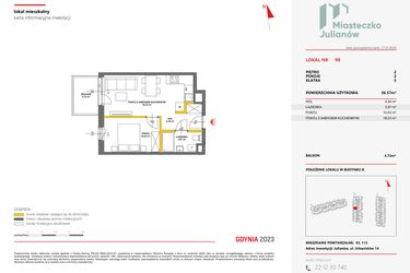 Rzut - Mieszkanie na sprzedaż 2 pokoje o powierzchni 36,26 m² - numer 98 w Miasteczko Julianów