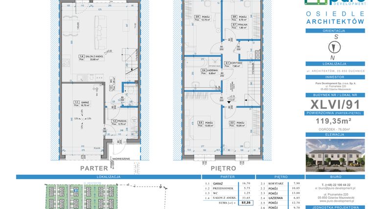 Rzut - Dom na sprzedaż 5 pokoi o powierzchni 119,35 m² - numer 91 w Osiedle Architektów etap VIII