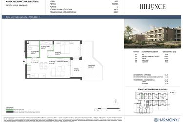 Rzut - Mieszkanie na sprzedaż 2 pokoje o powierzchni 44,89 m² - numer A-02 w Hillence