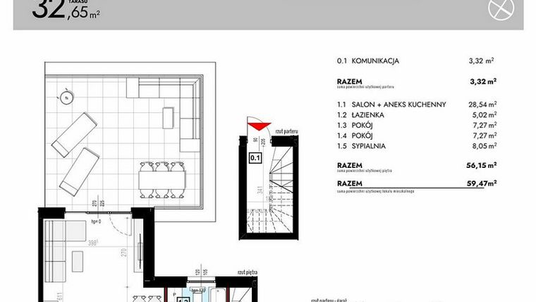 Rzut - Mieszkanie na sprzedaż 4 pokoje o powierzchni 76,38 m² - numer J2/2 w Osiedle Malarska etap VII