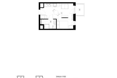 Rzut - Mieszkanie na sprzedaż 1 pokój o powierzchni 25,5 m² - numer M022 w Oh! Praga