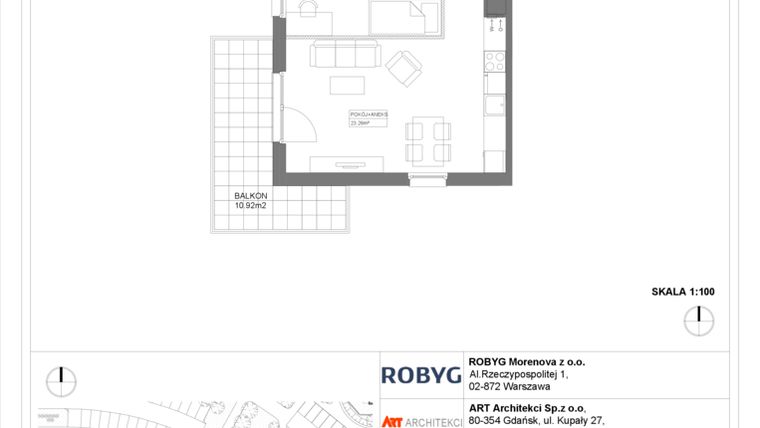 Rzut - Mieszkanie na sprzedaż 1 pokój o powierzchni 60,62 m² - numer 3.10.2M06 w Szumilas etap III