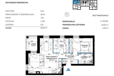 Rzut - Mieszkanie na sprzedaż 3 pokoje o powierzchni 60,05 m² - numer 10 w Comfort Corner