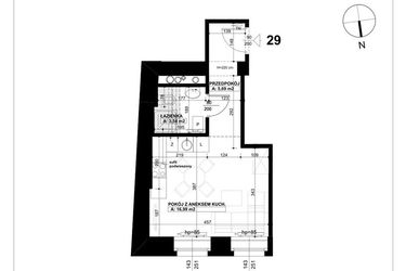 Rzut - Mieszkanie na sprzedaż 1 pokój o powierzchni 26,22 m² - numer 29 w Święty Marcin 65