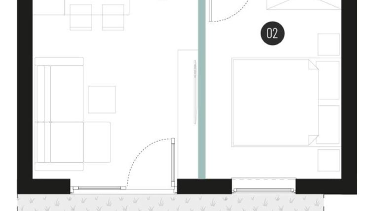 Rzut - Mieszkanie na sprzedaż 2 pokoje o powierzchni 36,16 m² - numer M01 w Atrium House