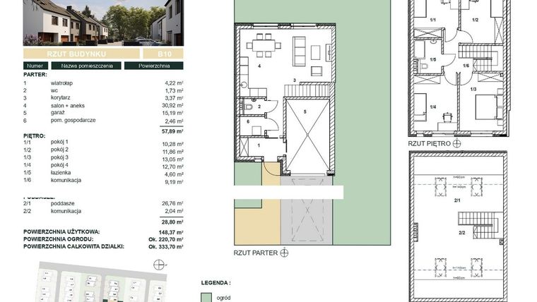 Rzut - Dom na sprzedaż 5 pokoi o powierzchni 148,37 m² - numer B10 w Cisova Park etap II