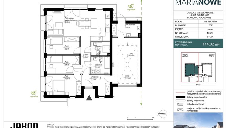 Rzut - Dom na sprzedaż 4 pokoje o powierzchni 114,02 m² - numer 63E/1 w Osiedle Marianowe