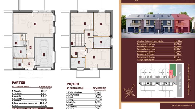 Rzut - Dom na sprzedaż 4 pokoje o powierzchni 129,96 m² - numer 5/1 w Dzielnica Hrabska