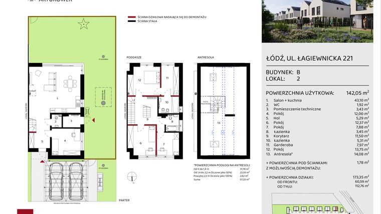 Rzut - Dom na sprzedaż 5 pokoi o powierzchni 142,05 m² - numer B2 w Enklawa Arturówek