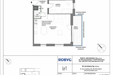 Rzut - Mieszkanie na sprzedaż 3 pokoje o powierzchni 75,48 m² - numer A.3M05 w Kobieli 4