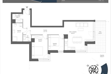 Rzut - Mieszkanie na sprzedaż 3 pokoje o powierzchni 76,06 m² - numer H.106 w Nautica Resort etap III