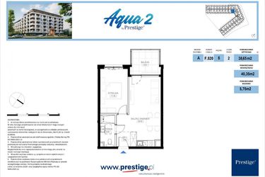 Rzut - Mieszkanie na sprzedaż 2 pokoje o powierzchni 38,65 m² - numer F.520 w Bel Mare (Międzyzdroje)