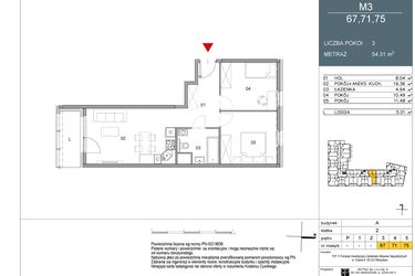 Rzut - Mieszkanie na sprzedaż 2 pokoje o powierzchni 54,31 m² - numer 67 w Morwowa 5