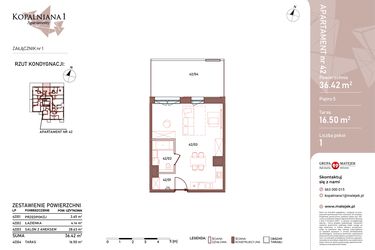 Rzut - Mieszkanie na sprzedaż 1 pokój o powierzchni 36,42 m² - numer 42 w Kopalniana
