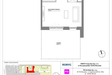 Rzut - Mieszkanie na sprzedaż 1 pokój o powierzchni 30,75 m² - numer MLAC/B/0/1 w Metro Life Apartamenty CD