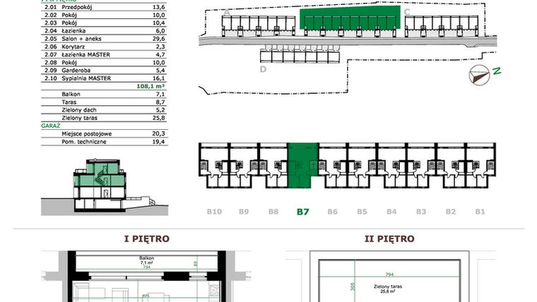 Rzut - Mieszkanie na sprzedaż 5 pokoi o powierzchni 108,1 m² - numer B7.2 w Dębowe Zacisze