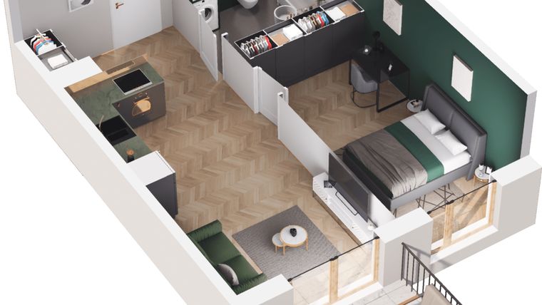 Rzut - Mieszkanie na sprzedaż 2 pokoje o powierzchni 40,54 m² - numer A3.101.M08 w Mieszkaj w mieście - Ogrody Glogera