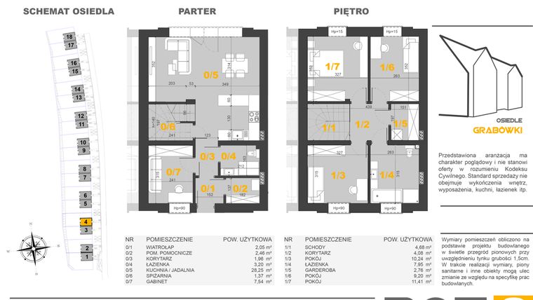 Rzut - Dom na sprzedaż 5 pokoi o powierzchni 99,21 m² - numer 4 w Osiedle Grabówki