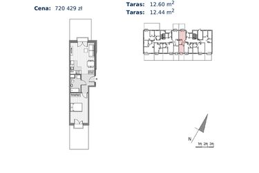 Rzut - Mieszkanie na sprzedaż 2 pokoje o powierzchni 45,31 m² - numer F.4 w Glogera bud. F i G