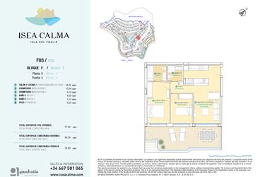 Rzut - Mieszkanie na sprzedaż 2 pokoje o powierzchni 69 m² - numer CAV-MS-5139 w Isea Calma - Aguilas