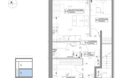 Rzut - Mieszkanie na sprzedaż 3 pokoje o powierzchni 51,15 m² - numer 27 w Boska Ksawerowska II