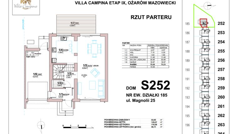 Rzut - Dom na sprzedaż 4 pokoje o powierzchni 96,11 m² - numer S252 w Villa Campina Magnolia