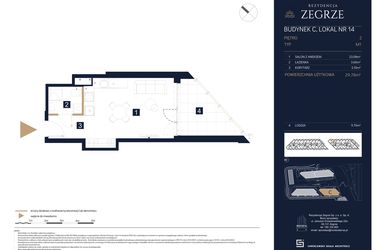Rzut - Mieszkanie na sprzedaż 1 pokój o powierzchni 29,78 m² - numer C14 w Rezydencja Zegrze etap III
