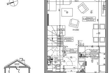 Rzut - Dom na sprzedaż 4 pokoje o powierzchni 83,33 m² - numer 105A w Nova Magdalenka 7 etap IV