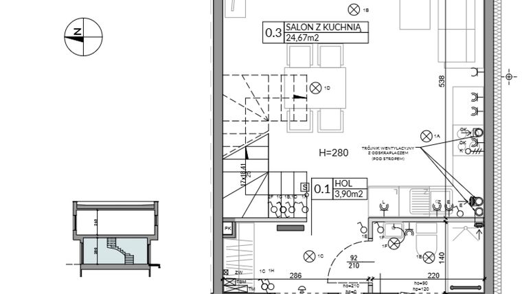 Rzut - Dom na sprzedaż 4 pokoje o powierzchni 74,84 m² - numer 1 w Boska Ksawerowska 2