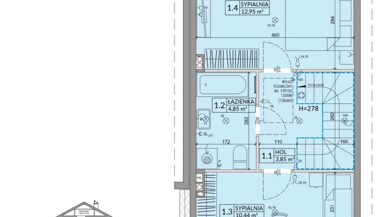 Rzut - Dom na sprzedaż 3 pokoje o powierzchni 68,42 m² - numer 41A w Osiedle Słoneczne etap IV