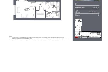 Rzut - Lokal użytkowy na sprzedaż 1 pokój o powierzchni 25,18 m² - numer P3 w Manu Park